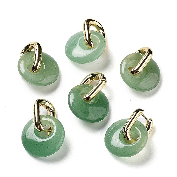

PandaHall Rack Plating Brass Hoop Earrings, with Natural Green Aventurine, Long-Lasting Plated, Cadmium Free & Lead Free, Donut/Pi Disc...