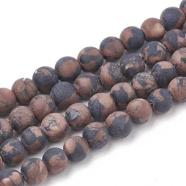 

PandaHall Synthetic Goldstone Beads Strands, Frosted, Round, 8mm, Hole: 1mm, about 47pcs/strand, 15.5 inch Blue Goldstone Round