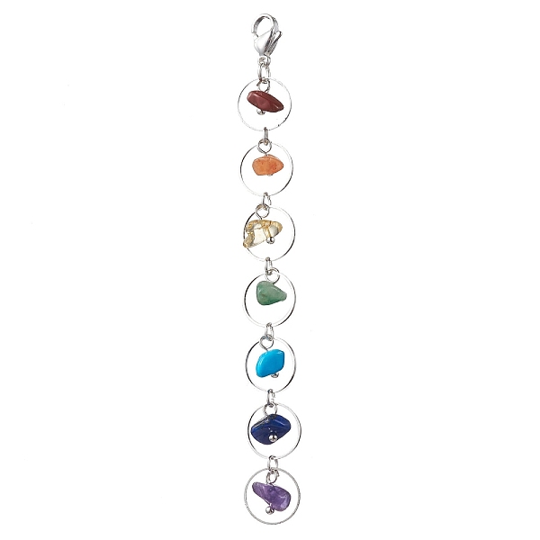 

PandaHall Natural & Synthetic Gemstone Pendant Decorations, with 304 Stainless Steel Lobster Claw Clasps, Stainless Steel Color, 109mm Mixed...