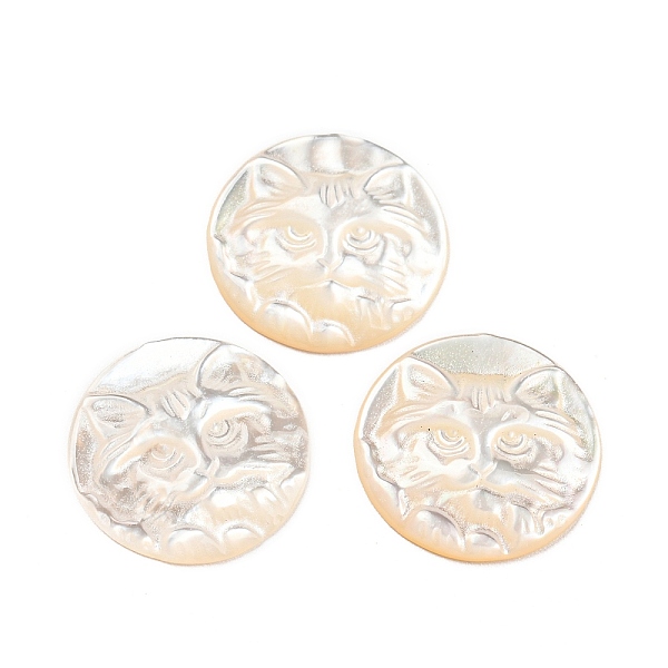 

PandaHall Natural Sea Shell Cabochons, Flat Round with Engraved Tiger, White, 17x17.5x3mm Sea Shell Flat Round White