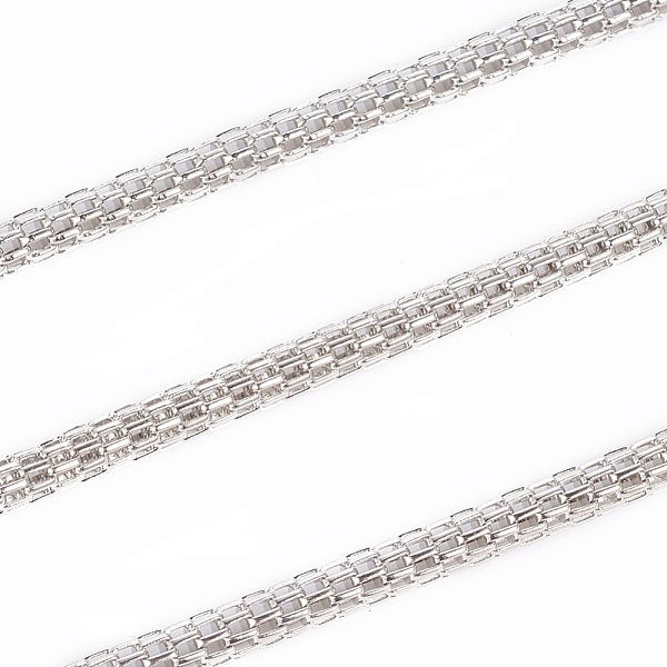 

PandaHall Iron Mesh Chains Network Chains, Unwelded, with Card Paper, Platinum Color, Chains: 2.5mm thick Iron