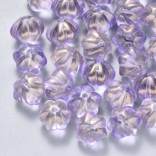 

PandaHall Transparent Spray Painted Glass Beads, with Glitter Powder, Flower, Medium Purple, 10.5x9.5x8mm, Hole: 1mm Glass Flower Purple