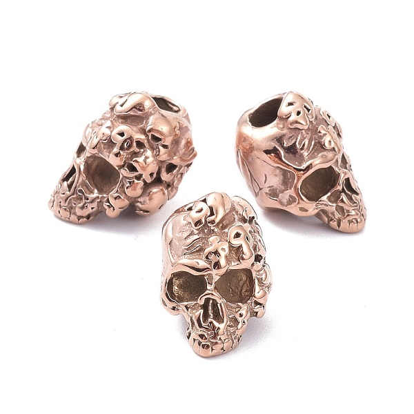

PandaHall Ion Plating(IP) 304 Stainless Steel Beads, Skull, Rose Gold, 15x11x11.5mm, Hole: 4mm 304 Stainless Steel Skull