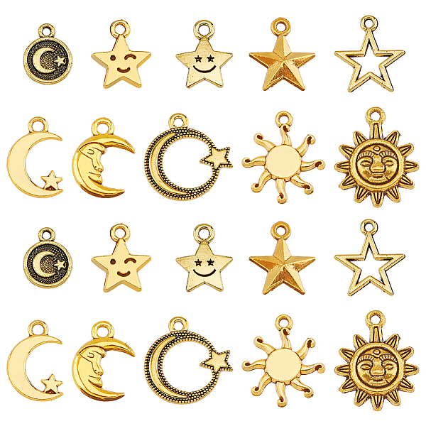 

PandaHall SUPERFINDINGS 100Pcs 10 Style Tibetan Style Alloy Pendants, Mixed Shape Charm, Antique Golden, 12~21x8.5~17x1~3mm, Hole: 1.2~2mm...