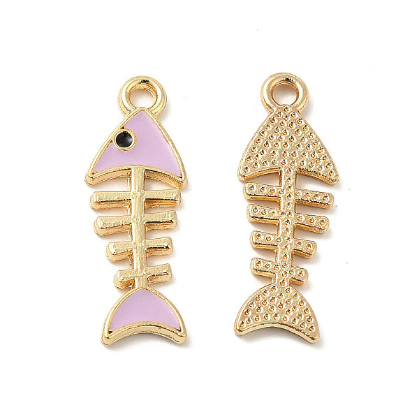 

PandaHall Alloy Enamel Pendants, Fishbone Charms, Golden, Lilac, 23.5x8.5x1.5mm, Hole: 1.6mm Alloy+Enamel Fish Purple