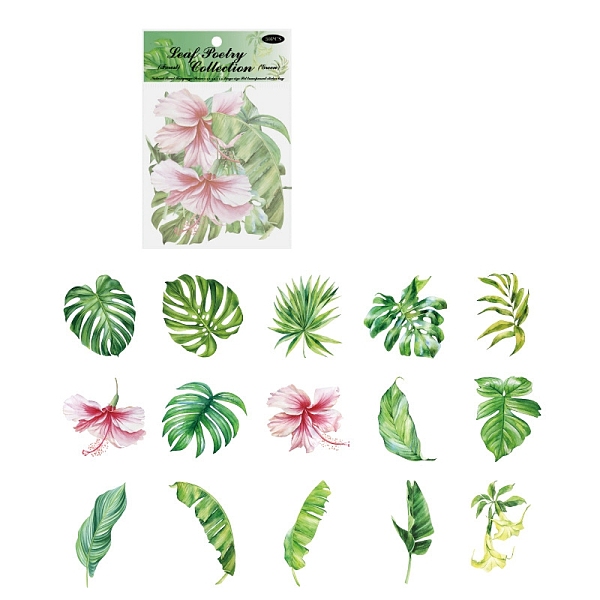 

PandaHall 30Pcs PET Self-Adhesive Decorative Stickers, Waterproof Decals for DIY Scrapbooking, Kid's Art Craft, Leaf, 90x100mm PET Leaf