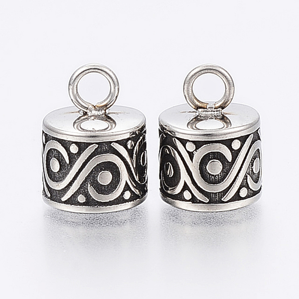 

PandaHall 304 Stainless Steel Cord End Caps, Column, Antique Silver, 13.5x10mm, Hole: 4mm, 8.5mm Inner Diameter 304 Stainless Steel