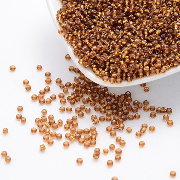 

PandaHall 12/0 Glass Seed Beads, Silver Lined Round Hole, Round, Dark Goldenrod, 12/0, 2mm, Hole: 1mm, about 3333pcs/50g, 50g/bag...