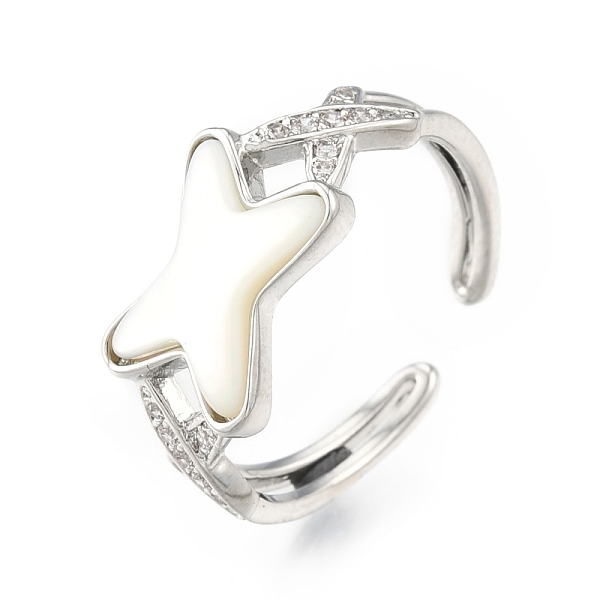 

PandaHall Clear Cubic Zirconia Letter X Open Cuff Ring, Brass Jewelry for Women, Cadmium Free & Nickel Free & Lead Free, Real Platinum...