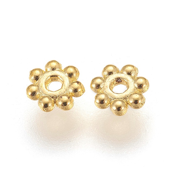 

PandaHall Alloy Daisy Spacer Beads, Lead Free & Cadmium Free, Granulated Beads, Golden, 4x1.5mm, Hole: 1mm, about 9400pcs/1000g Alloy...