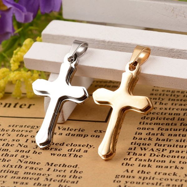 

PandaHall 304 Stainless Steel Latin Cross Pendants, Mixed Color, 35x18x3mm, Hole: 3x6mm 304 Stainless Steel Cross