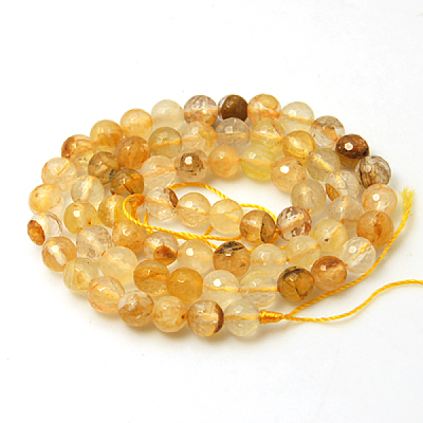 Natural Yellow Hematoid Quartz Beads Strands