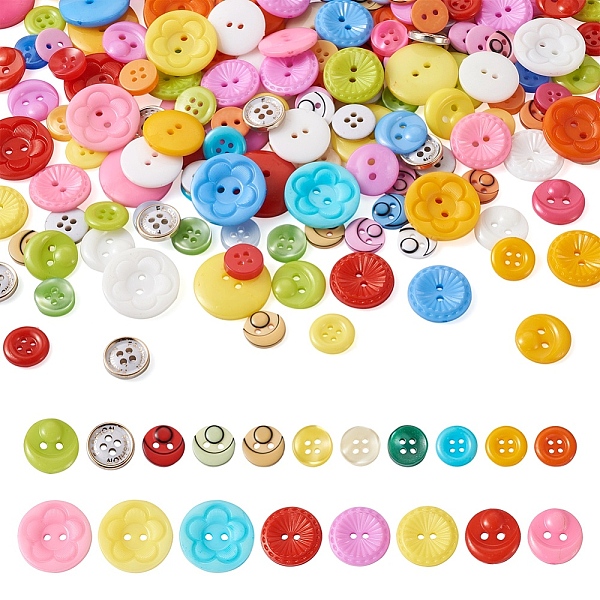 Fashewelry 350Pcs 7 Style Plastic Buttons