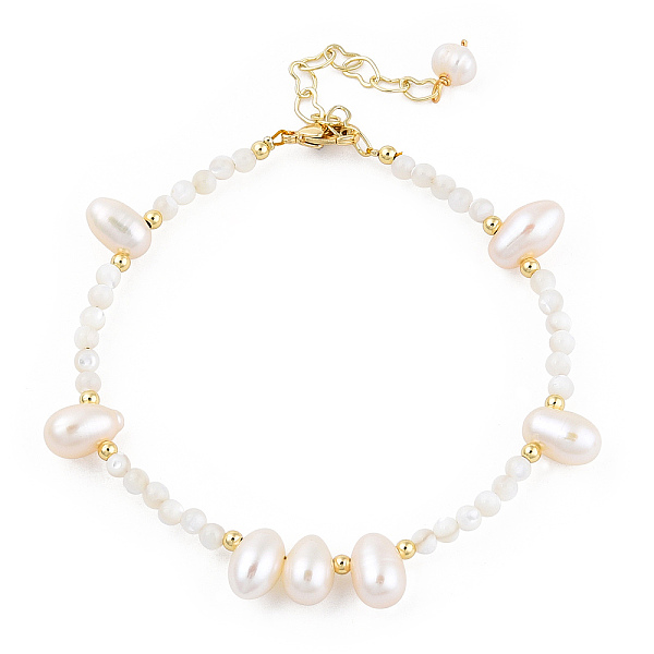 Pulsera De Perlas Y Conchas Blancas Naturales Para Mujer