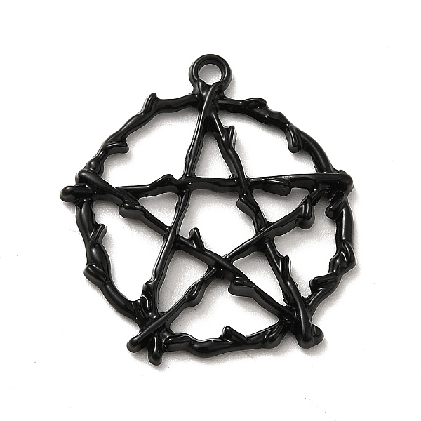 

PandaHall Alloy Pendant, Round with Star Pattern, Electrophoresis Black, 28x26x3mm, Hole: 2mm Alloy Flat Round