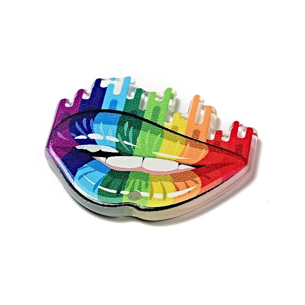 

PandaHall Printed Acrylic Pendants, Lips with Rainbow Charms, 30x32x2mm, Hole: 1.6mm Acrylic Rainbow