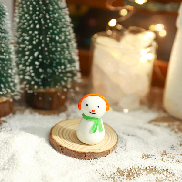 

PandaHall Christmas Theme Mini Glass Snowman Ornaments, for Home Deaktop Display Decorations, Orange Red, 40.5x24mm Glass Snowman