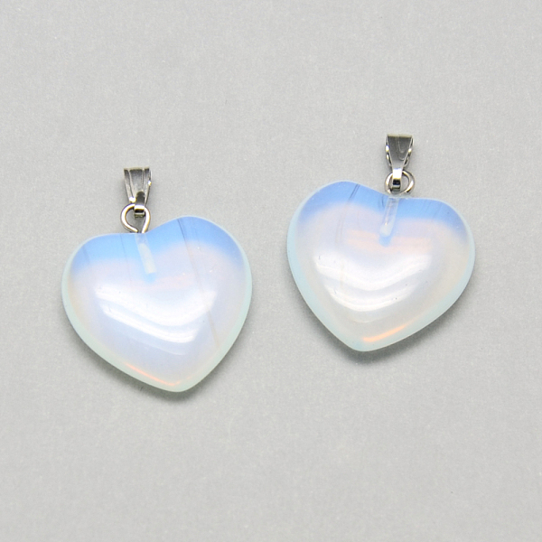

PandaHall Opalite Pendants, with Iron Findings, Heart, Platinum, 21~22x20x4~5mm, Hole: 6x2mm Opalite Heart