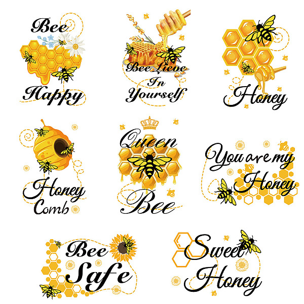 PandaHall CRASPIRE 8 Styles Bees Wall Stickers PVC Waterproof Self Adhesive Decals Peel and Stick Removable Bumblebee Honey Bee Clings...