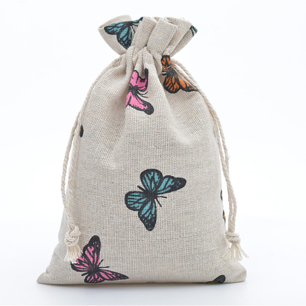 

PandaHall Linenette Drawstring Bags, Rectangle, Butterfly Pattern, 18x13cm Cloth Butterfly