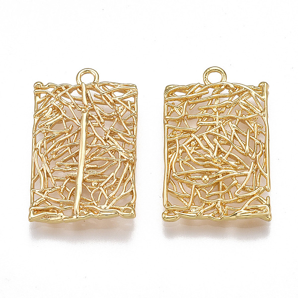 

PandaHall Brass Filigree Pendants, Rectangle, Nickel Free, Real 18K Gold Plated, 22x14x2mm, Hole: 1.5mm Brass Rectangle
