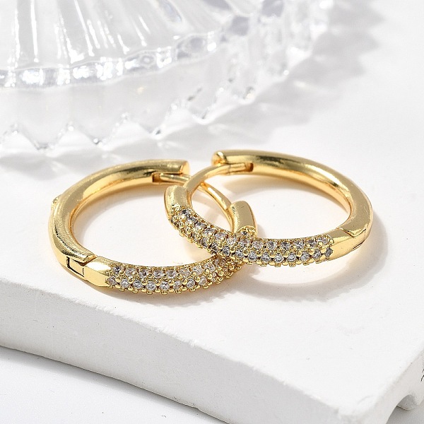 Boucles d'oreilles créoles en laiton zircon cubique micro pavé