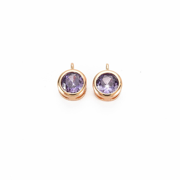 

PandaHall Brass Charms, with Rhinestone, Nickel Free, Flat Round, Real 18K Gold Plated, Tanzanite, 7x5x3mm, Hole: 1mm Brass+Rhinestone Flat..., Purple