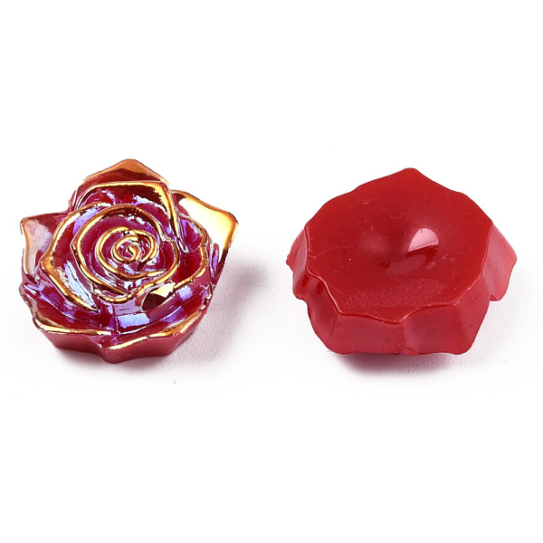 

PandaHall Opaque ABS Plastic Cabochons, AB Color Plated, Rose, Dark Red, 18x17x6.5mm ABS Plastic Flower