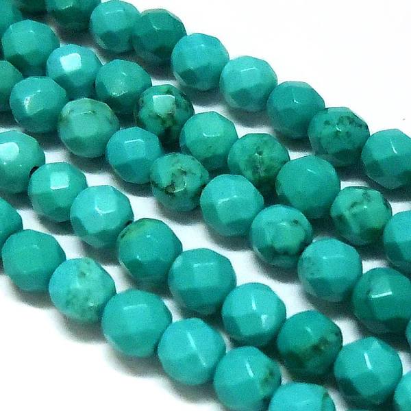 

PandaHall Natural Howlite Round Beads Strands, Dyed, Faceted, Turquoise, 4mm, Hole: 1mm Howlite Round Green