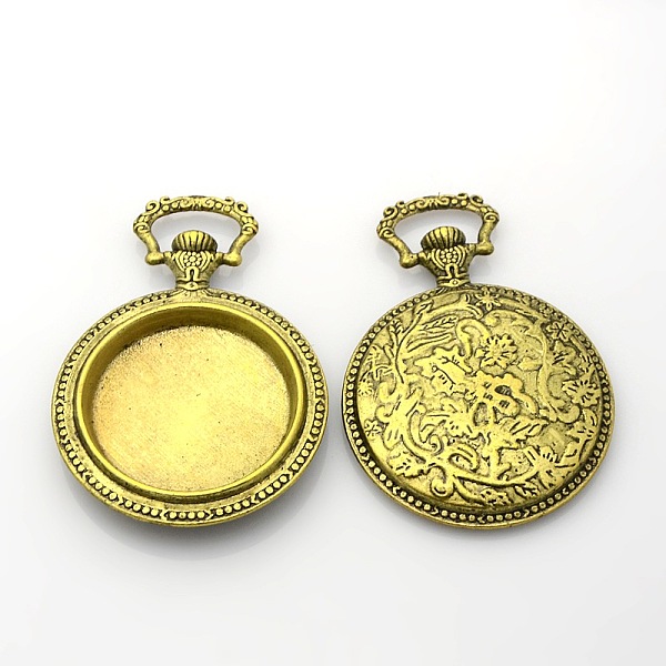 

PandaHall Flat Round Alloy Pendant Cabochon Settings, Nickel Free, Antique Bronze, Tray: 32mm, 64x45x7mm, Hole: 8x15mm Alloy Flat Round