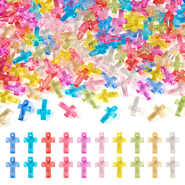 

PandaHall 300Pcs 10 Colors Transparent Acrylic Beads, Faceted, Cross, Mixed Color, 16x10x4.5mm, Hole: 1.5mm, 30pcs/color Acrylic Cross..., Multicolor