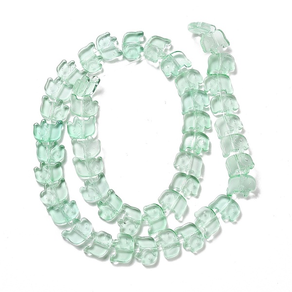 

PandaHall Transparent Glass Beads Strands, Elephant, Spring Green, 10x12x3mm, Hole: 1mm, about 45~48pcs/strand, 17.32 inch(44cm) Glass...