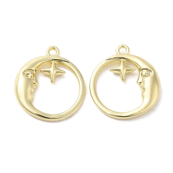 

PandaHall Alloy Pendant, Cadmium Free & Nickel Free & Lead Free, Flat Round with Moon, Golden, 19x17x3mm, Hole: 1.5mm Alloy Flat Round