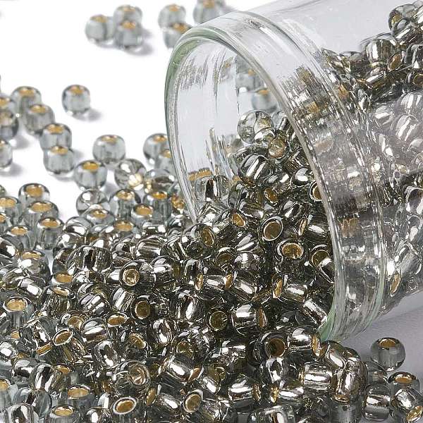 PandaHall TOHO Round Seed Beads, Japanese Seed Beads, (29) Silver Lined Light Black Diamond, 8/0, 3mm, Hole: 1mm, about 10000pcs/pound Glass...