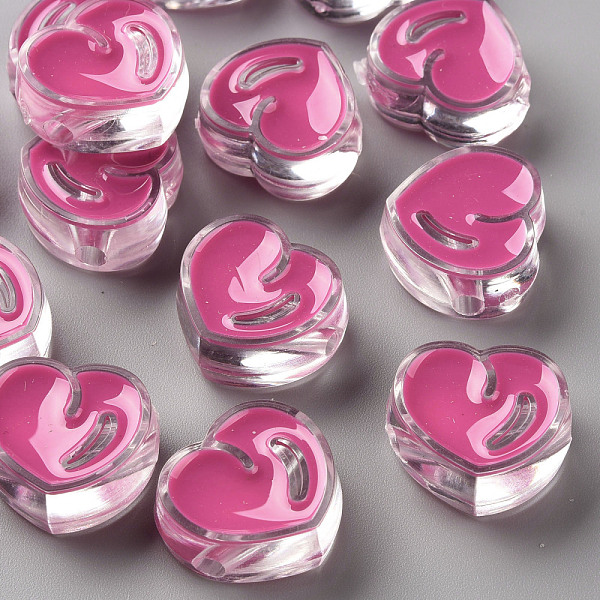 

PandaHall Transparent Enamel Acrylic Beads, Heart, Camellia, 20x21.5x9mm, Hole: 3.5mm Acrylic Heart Pink