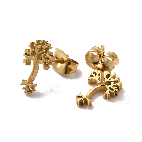 

PandaHall 304 Stainless Steel Stud Earrings for Women, Golden, Tree, 11x8x1.3mm, Pin: 0.7mm 304 Stainless Steel Tree Gold