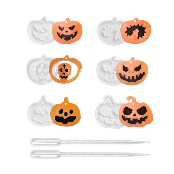 

PandaHall Halloween DIY Pumpkin Jack-O-Lantern Pendant Silicone Molds, Resin Casting Molds, with Plastic Pipettes, For UV Resin, Epoxy Resin..., White