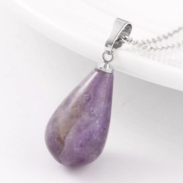 

PandaHall Teardrop Platinum Tone Brass Amethyst Pendants, 24~26x13mm, Hole: 5x8mm Amethyst Teardrop