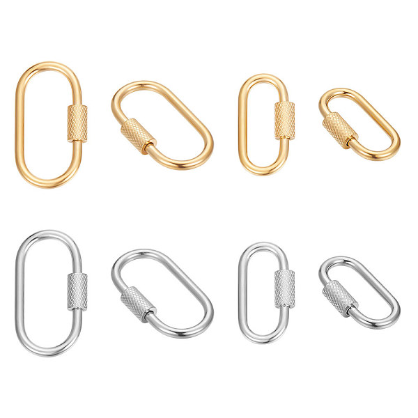

PandaHall Unicraftale 4Pcs 4 Style Ion Plating(IP) 304 Stainless Steel Screw Carabiner Lock Charms, for Necklaces Making, Oval, Golden &...