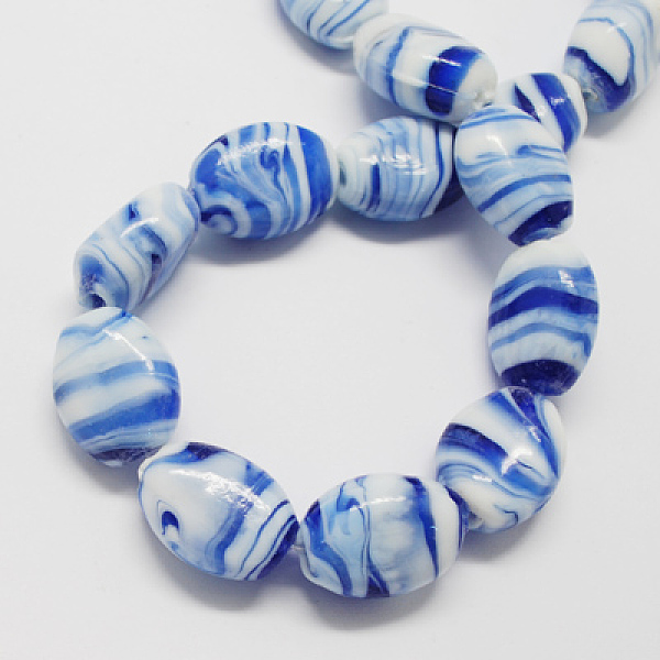 

PandaHall Handmade Lampwork Beads, Oval, Royal Blue, 21x17x12mm, Hole: 1~3mm Lampwork Oval