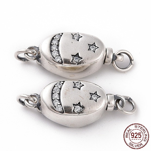 

PandaHall 925 Sterling Silver Bayonet Clasps, with Cubic Zirconia, Oval, Thailand Sterling Silver Plated, 7.5x17x4.5mm, Hole: 2mm Sterling..., Clear