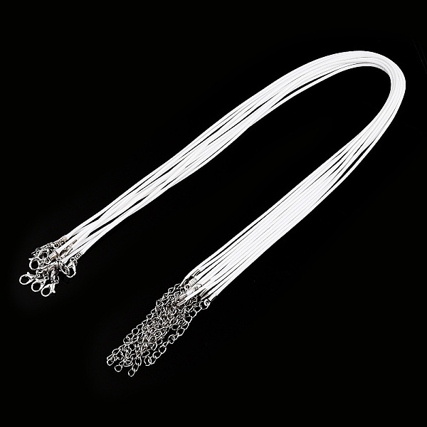 

PandaHall Waxed Cotton Cord Necklace Making, with Alloy Lobster Claw Clasps and Iron Chain Extenders, White, 17-1/8 inch(43.5cm), 1.5mm...