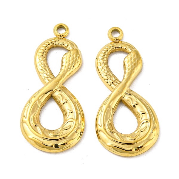 

PandaHall 304 Stainless Steel Pendants, Number 8 with Snake Charms, Real 14K Gold Plated, 25x11.5x2mm, Hole: 1.6mm 304 Stainless Steel Snake