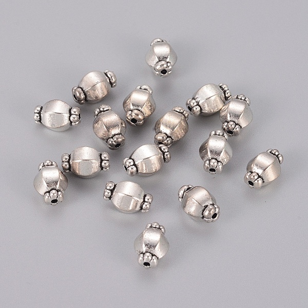 PandaHall Tibetan Style Spacer Beads, Lead Free & Cadmium Free, Barrel, Antique Silver, about 7mm in diameter, 10mm long, hole: 1mm Alloy...