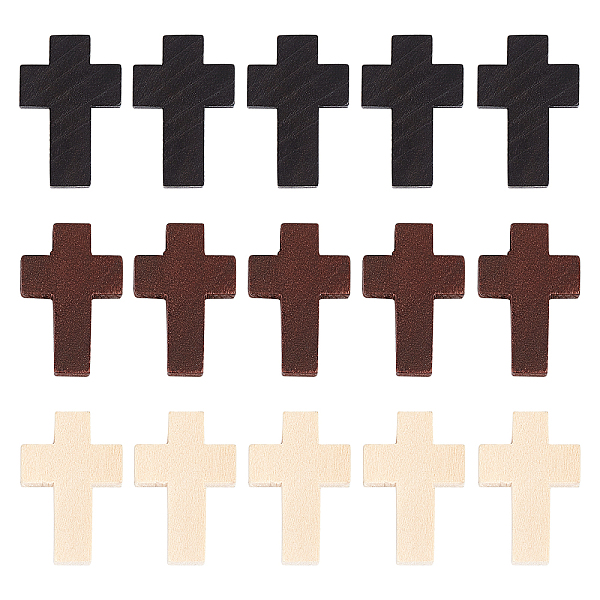 

PandaHall Wood Pendants, Dyed, Cross, Mixed Color, 22x15x4.2mm, Hole: 2mm, 3 Colors, 32pcs/color, 96pcs/box Wood Cross Multicolor