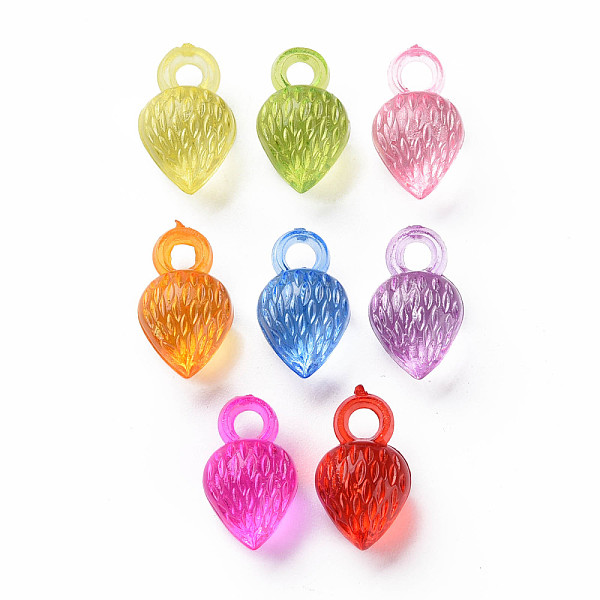 

PandaHall Transparent Acrylic Pendants, Strawberry, Mixed Color, 15.5x9.5x9mm, Hole: 2.5mm, about 930pcs/500g Acrylic Fruit Multicolor