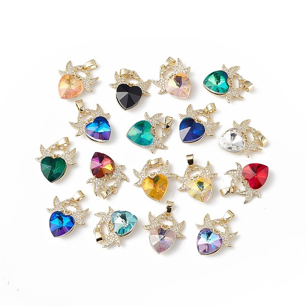 

PandaHall Real 18K Gold Plated Rack Plating Brass Micro Pave Cubic Zirconia Pendants, with Glass, Long-Lasting Plated, Cadmium Free & Lead..., Multicolor