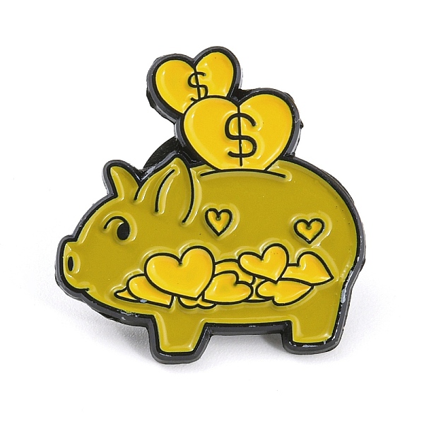 

PandaHall Cartoon Style Enamel Pins, Black Alloy Badge for Backpack Clothes, Money Bank, Pig & Heart, 22.5x22x1mm Alloy+Enamel Pig Gold