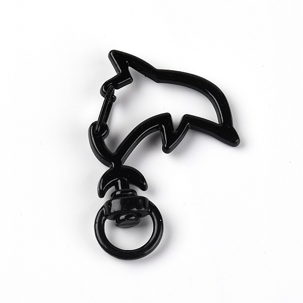 

PandaHall Zinc Alloy Baking Paint Swivel Clasps, Dolphin, Black, 43x30mm, Hole: 5x8mm Alloy Black