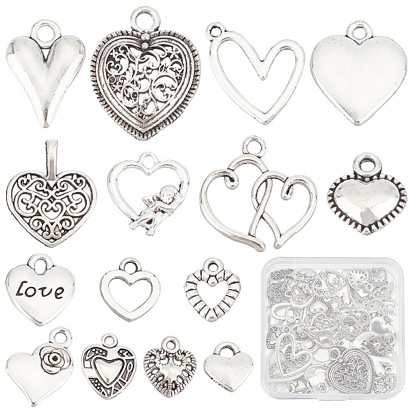 

PandaHall SUNNYCLUE 90Pcs 15 Style Tibetan Style Alloy Pendants, Cadmium Free & Lead Free, Heart Shape, Antique Silver, 11~30x10~24x1.5~5mm...